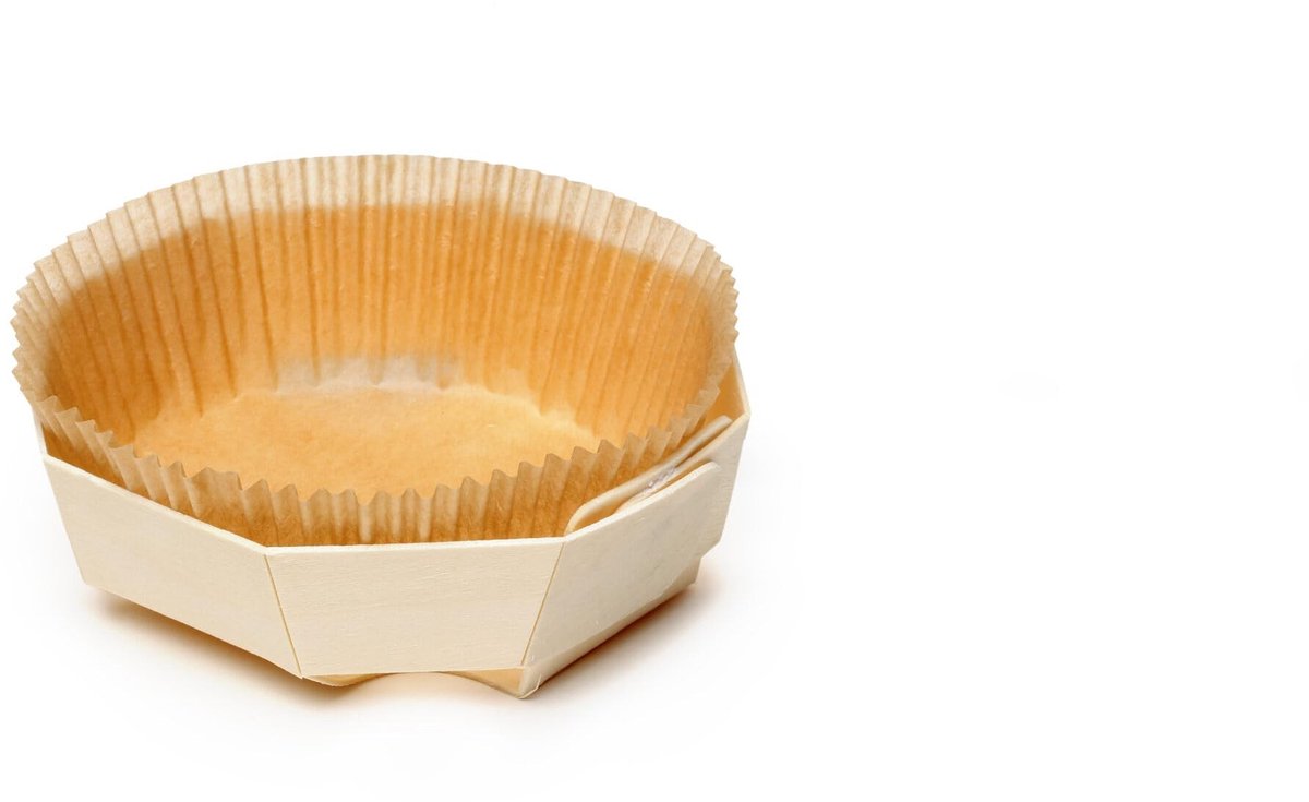 Omgoods - Set van 10 Houten Bakvormen Octochip - Biologisch Afbreekbare Bakvormen met Papierdoos