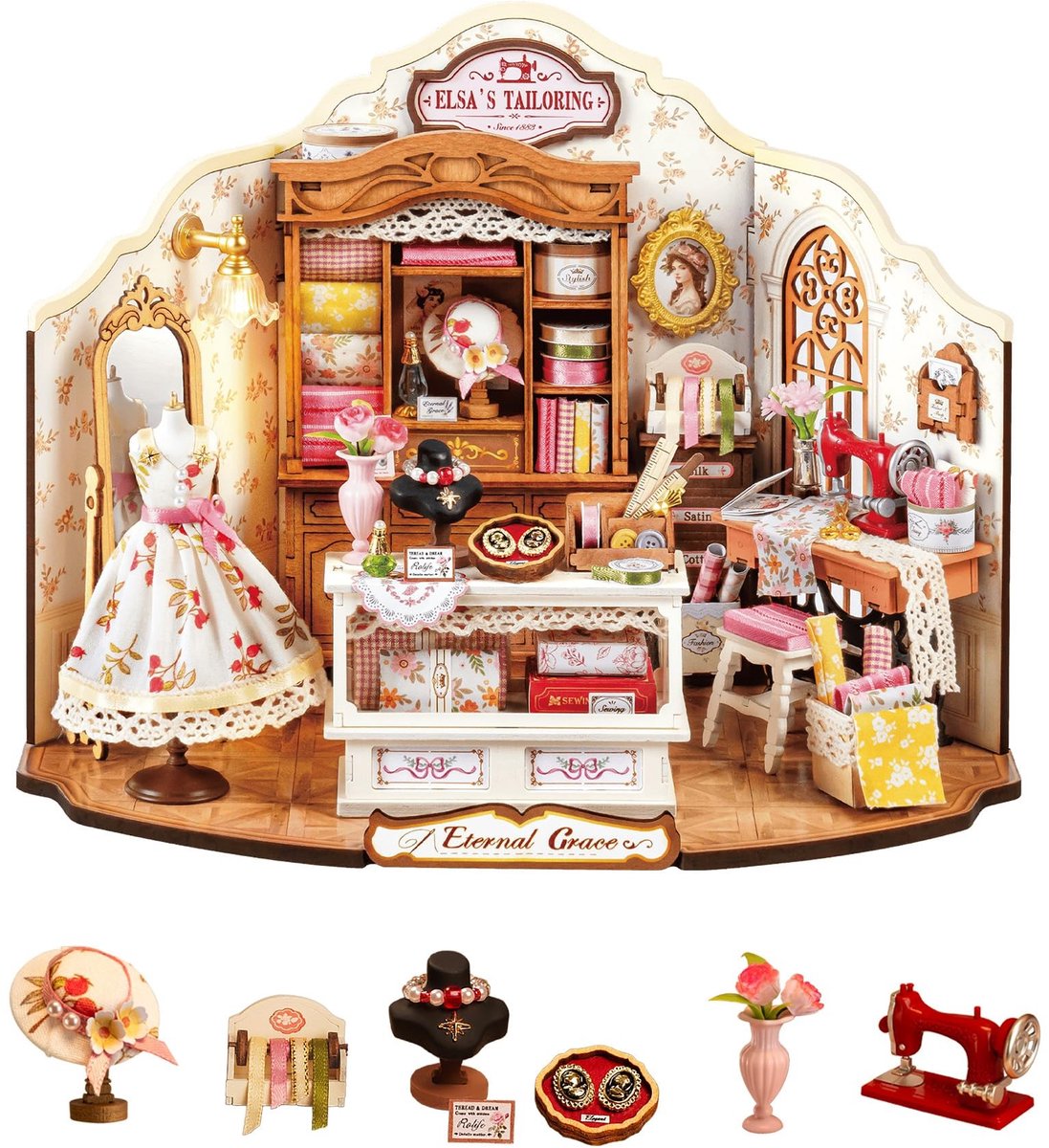 Omgoods - DIY Miniatuur Huis Elsa's Tailoring - Vintage Rustieke Stijl
