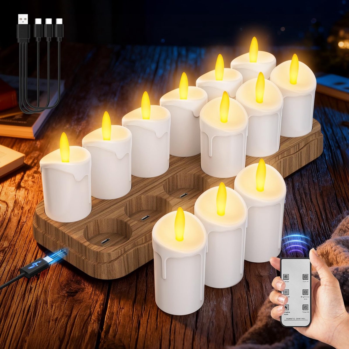 Omgoods - Oplaadbare Flameless Kaarsen met Afstandsbediening - 12 Stuks voor Decoratie