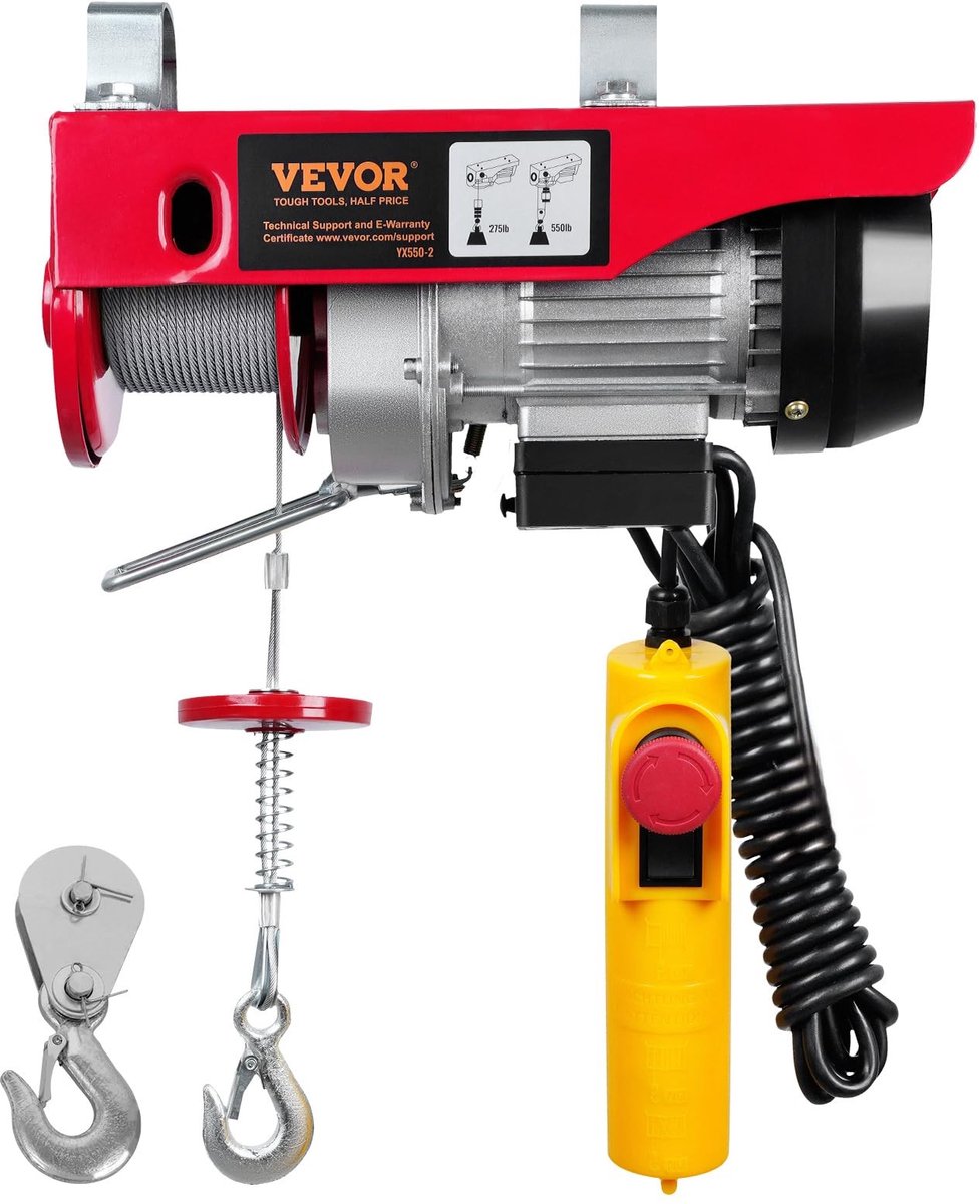 Omgoods - Elektrische Lier 230V met 125 kg Hefvermogen en Afstandsbediening