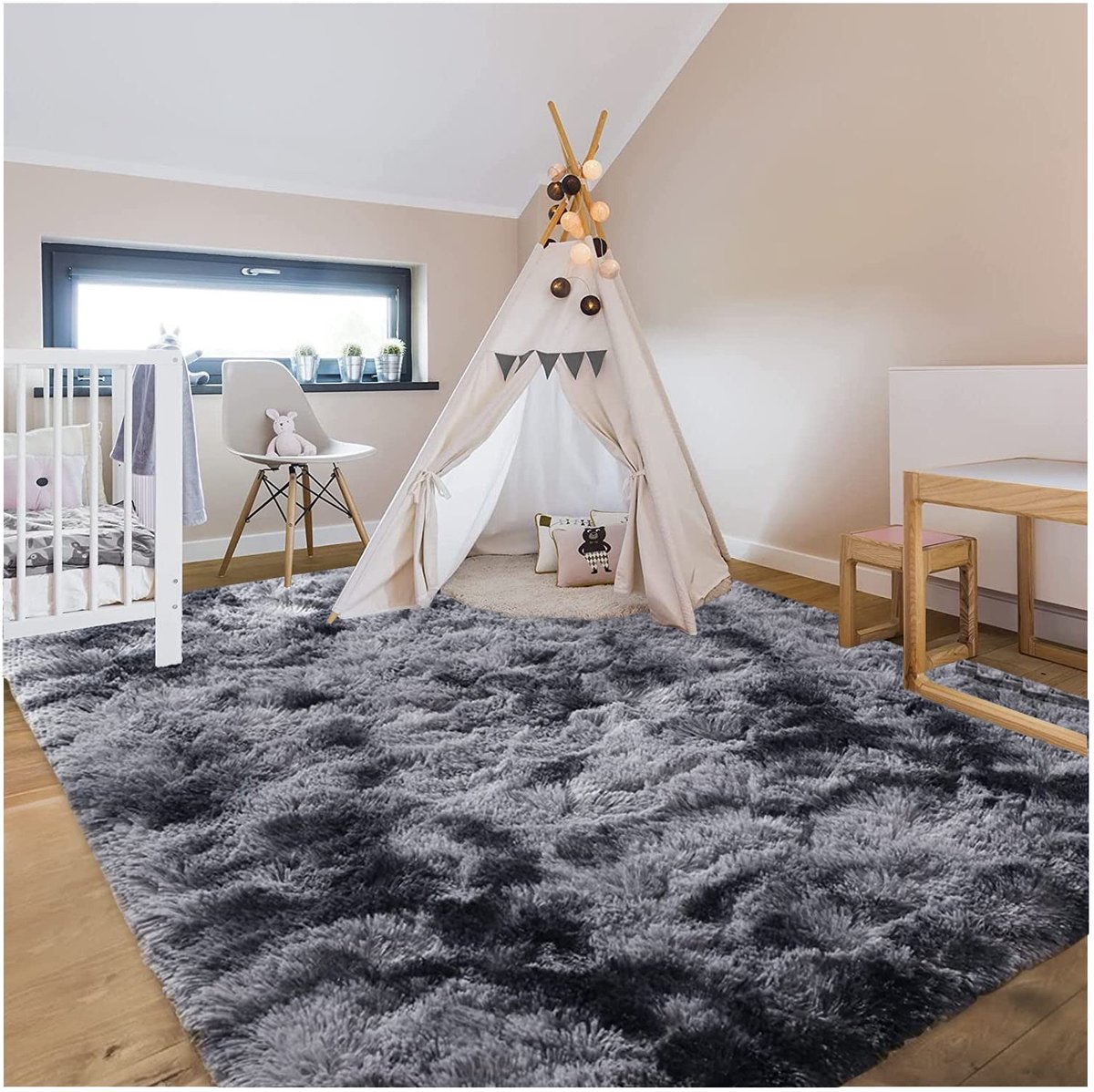 Omgoods- Vloerkleed hoogpolig 120 x 200 cm - Wasbaar - Antislip onderkant - Modern - Duurzaam - Zacht en comfortabel - Tapijt