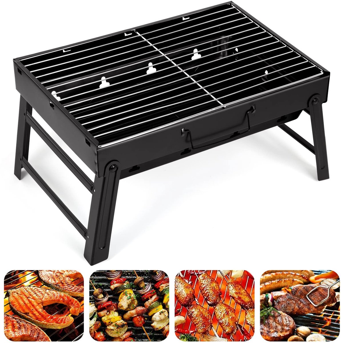 Omgoods - Draagbare Houtskoolgrill voor 5-7 Personen - Ideaal voor Kamperen en Tuinfeest