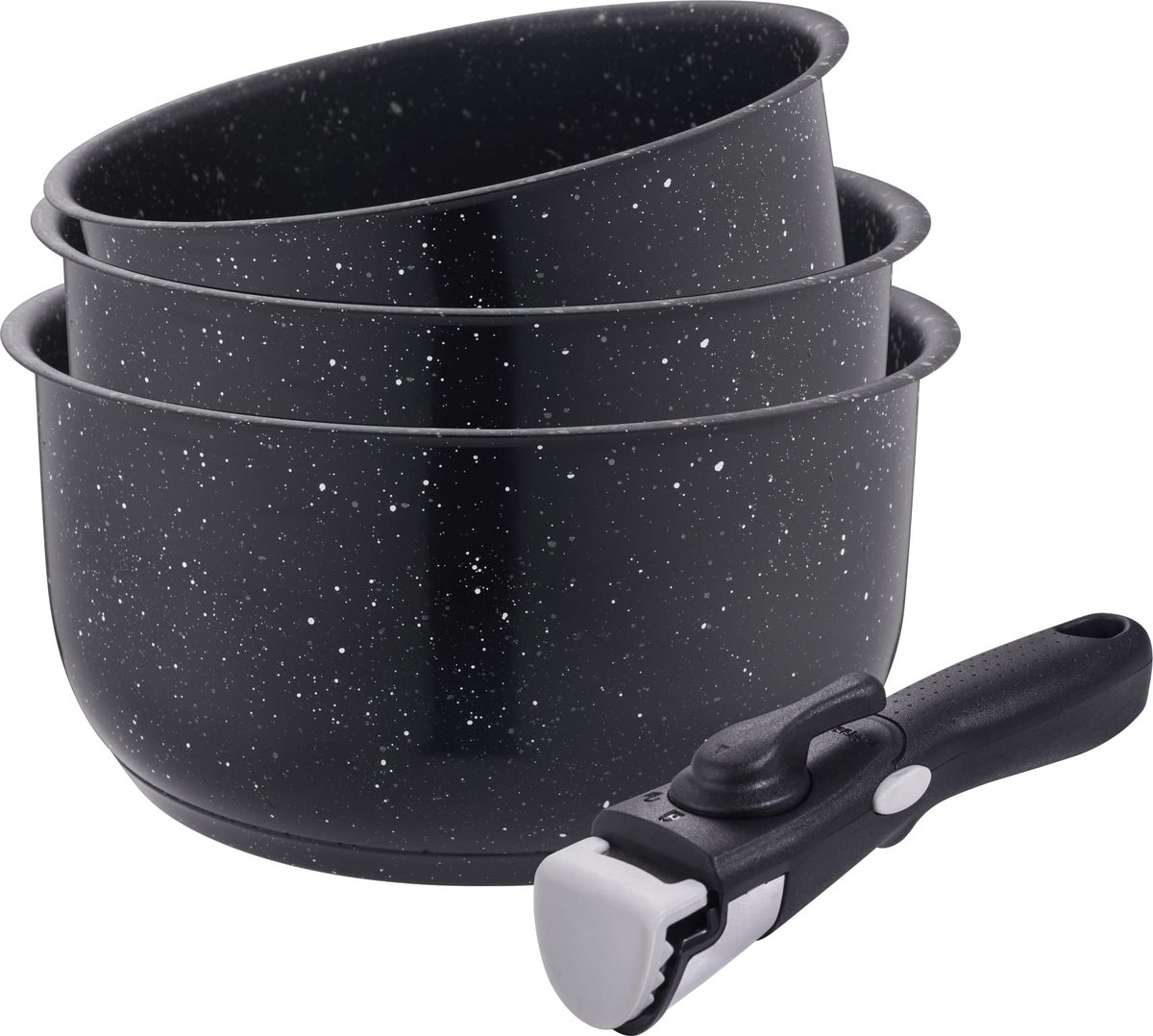 Omgoods - Set van 3 Pannen 16/18/20 cm met Afneembare Handgreep