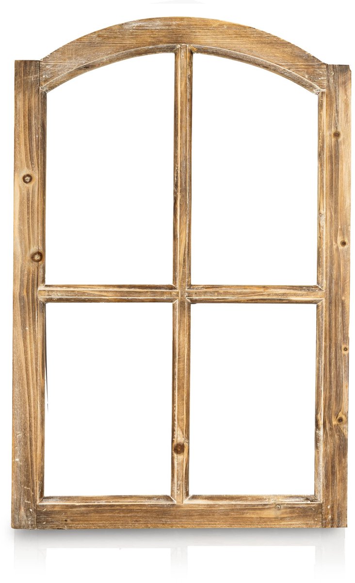 Omgoods - Vintage Houten Raamdecoratie zonder Ruiten - Landhuisstijl Wanddecoratie