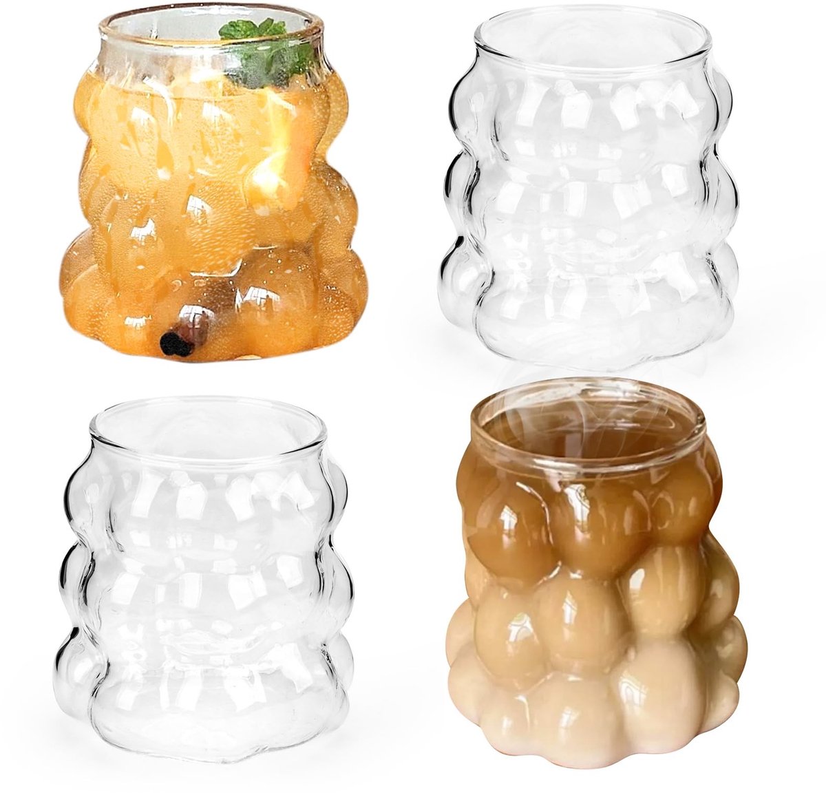Omgoods - Set van 4 Bubble Glazen - 350ml Waterglazen voor Diverse Dranken