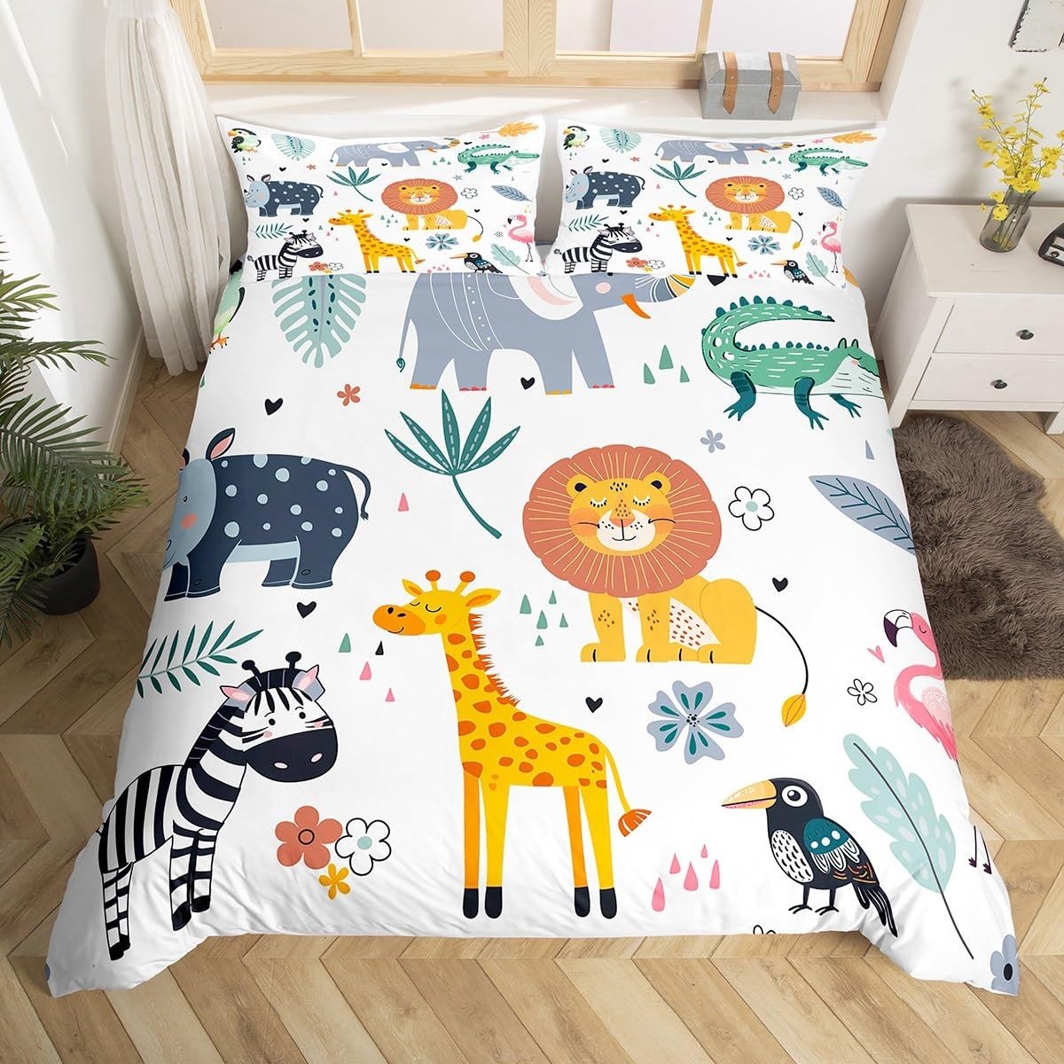 Omgoods - Duvet Cover Set met Schattige Dieren, 200 x 200 cm
