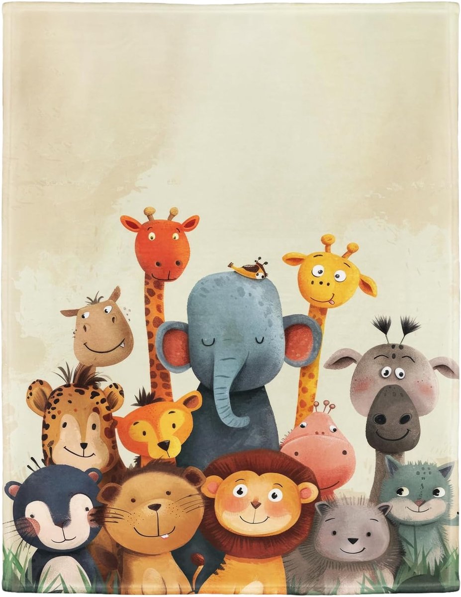 Zachte warme pluizige fleece deken baby dieren 135 x 200 cm