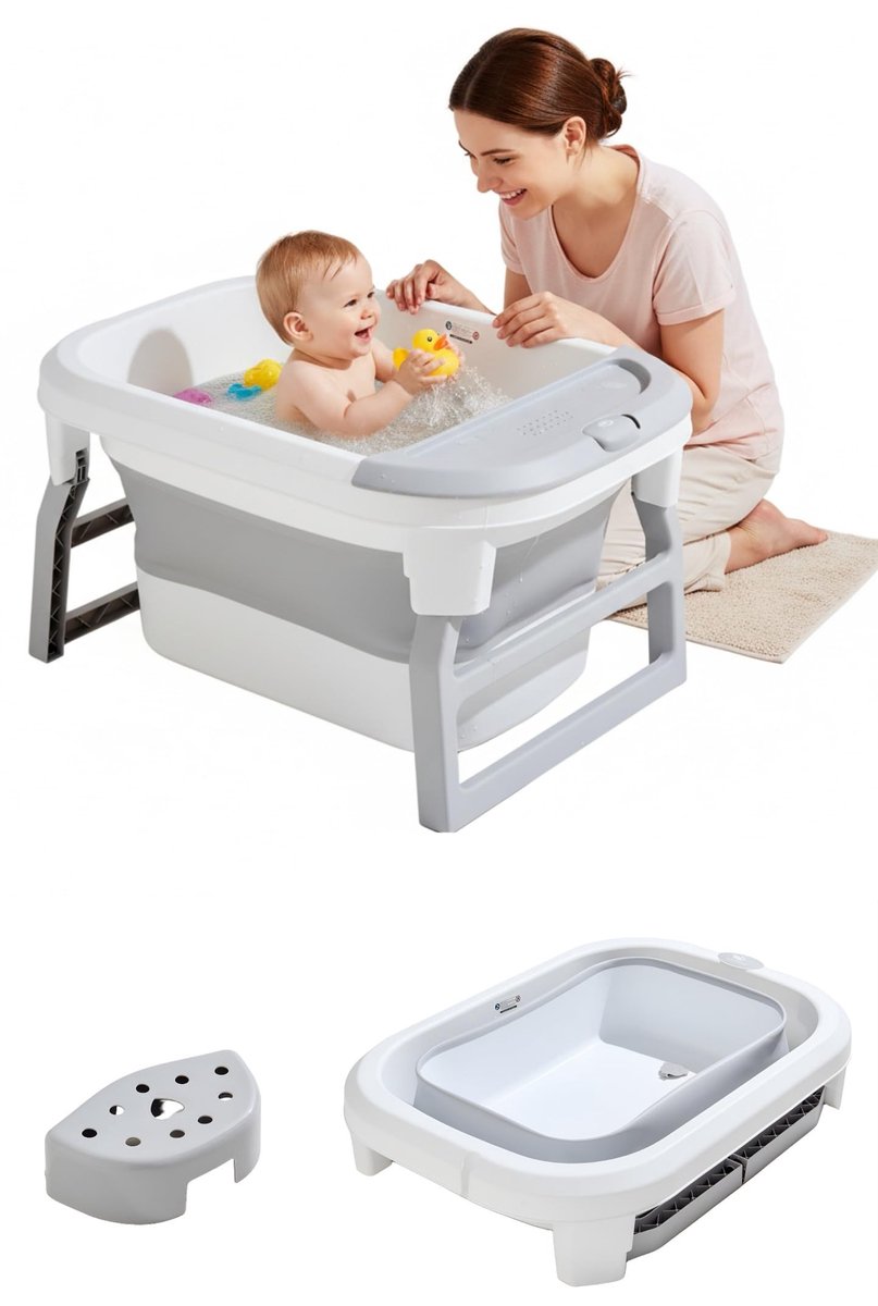 Omgoods - Opvouwbaar Kinderbad voor Douches - Bad voor Baby's en Kinderen (Grijs)