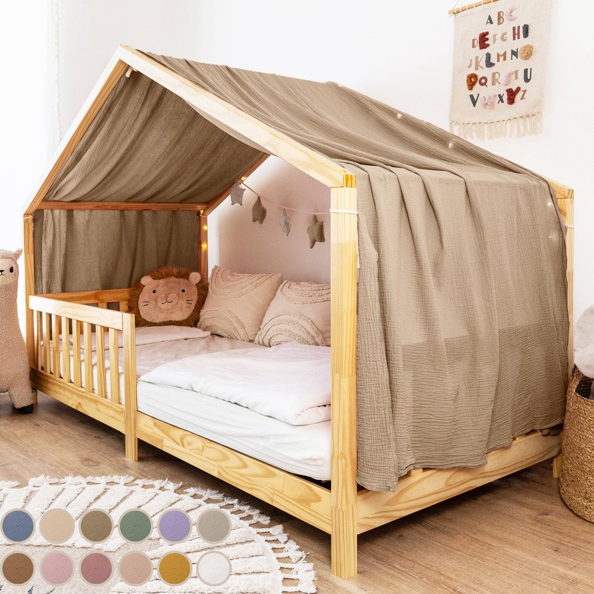 Omgoods - Canopy Bedgordijn - Beige Muslin van 100% Katoen, Handgemaakt