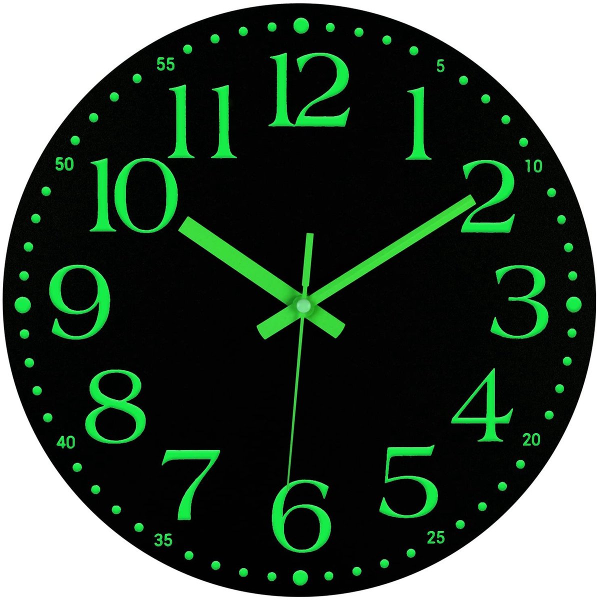 Omgoods - Houten Wandklok - Glow in The Dark - Stille Batterijwandklok voor Woonkamer en Slaapkamer