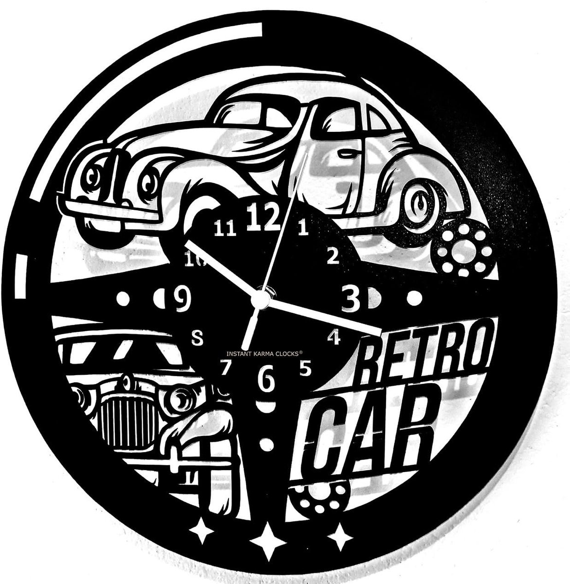 Omgoods - Wandklok | Retro Auto | Oldtimer | Auto Werkplaats