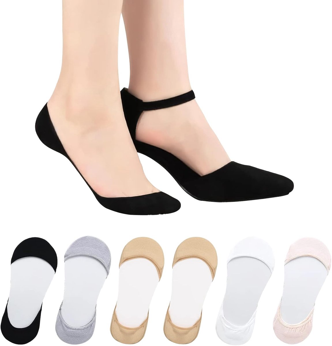 Sokken voor dames voor hoge hakken, katoen dames ultra laag uitgesneden voering onzichtbare sokken, antislip zachte enkelsokken, bootsokken, casual sokken voor loafers, sneakers