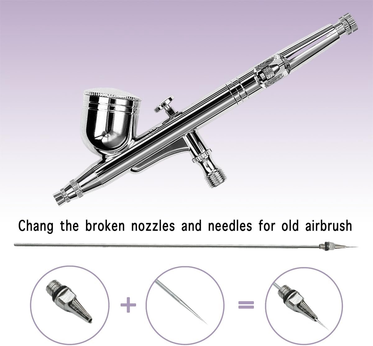 Airbrush mondstuk naald kap 0,2 mm 0,3 mm 0,5 mm reserveonderdelen met moersleutel voor luchtborstel spuitpistolen kit - 7-delige set voor airbrush modelleren lakken