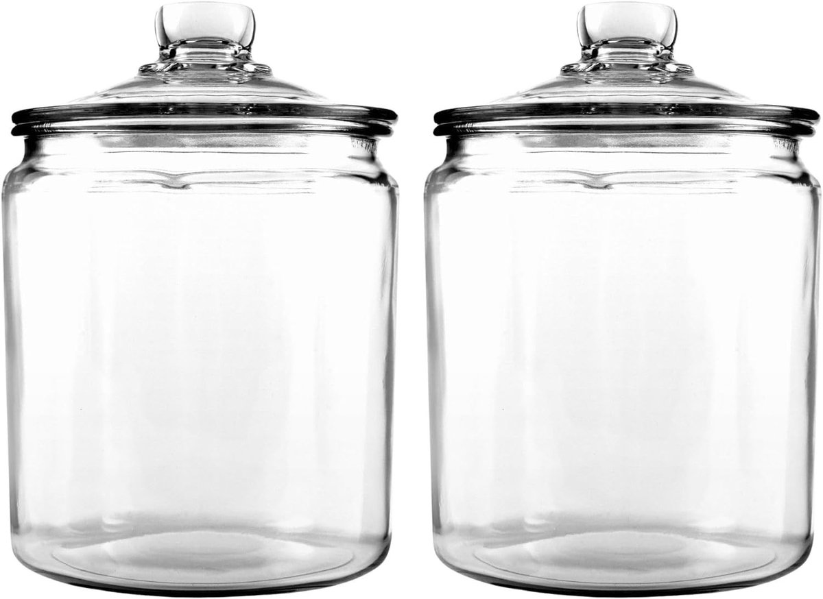 Omgoods - Set van 2 Dikke Glazen Opbergpotten 2L met Deksel voor Versheid