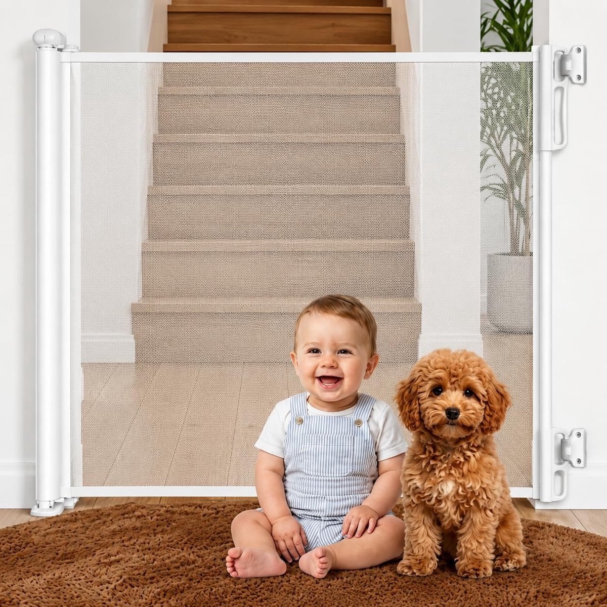 Omgoods - Rollbaar Treppenschutzgitter - 80x130 CM - Veiligheidshek voor Baby en Huisdieren