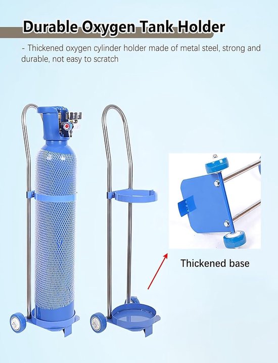 Zuurstof Fles Trolley - Gasfleshouder Wagen - Flessen Transporteren - Met Stille Wielen - Tot 15 Liter Flessen - Blauw — afbeelding 5