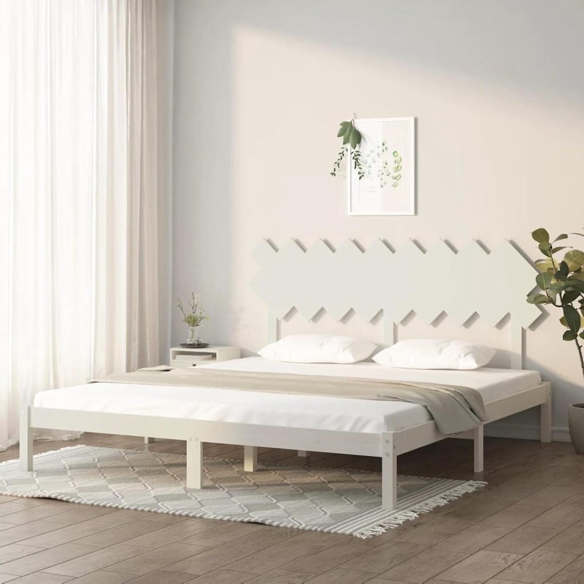 Houten Bedframe - Lattenbodem Bed - Moderne Slaapkamer - Massief Grenenhout - 180 x 200 cm - Wit