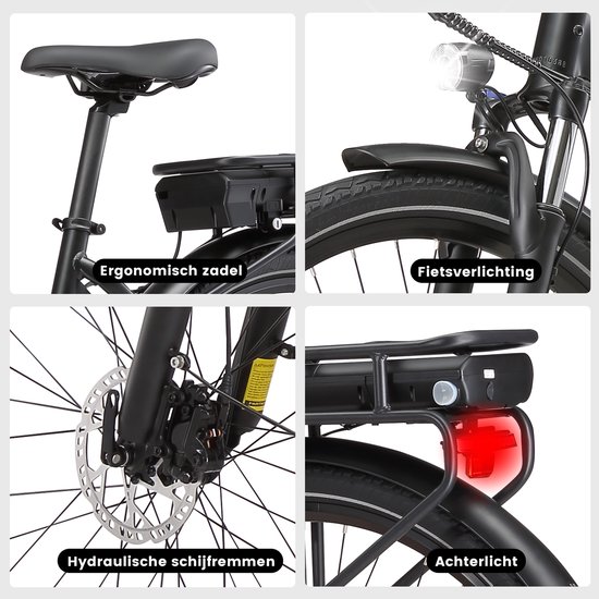Maxtron Urban8 Elektrische stadsfiets - 28 inch - Ananda M60 middenmotor - hydraulische schijfremmen - 36V 460,8 Wh accu - koppelsensor - Shimano versnellingssysteem- zwart van Maxtron — afbeelding 3