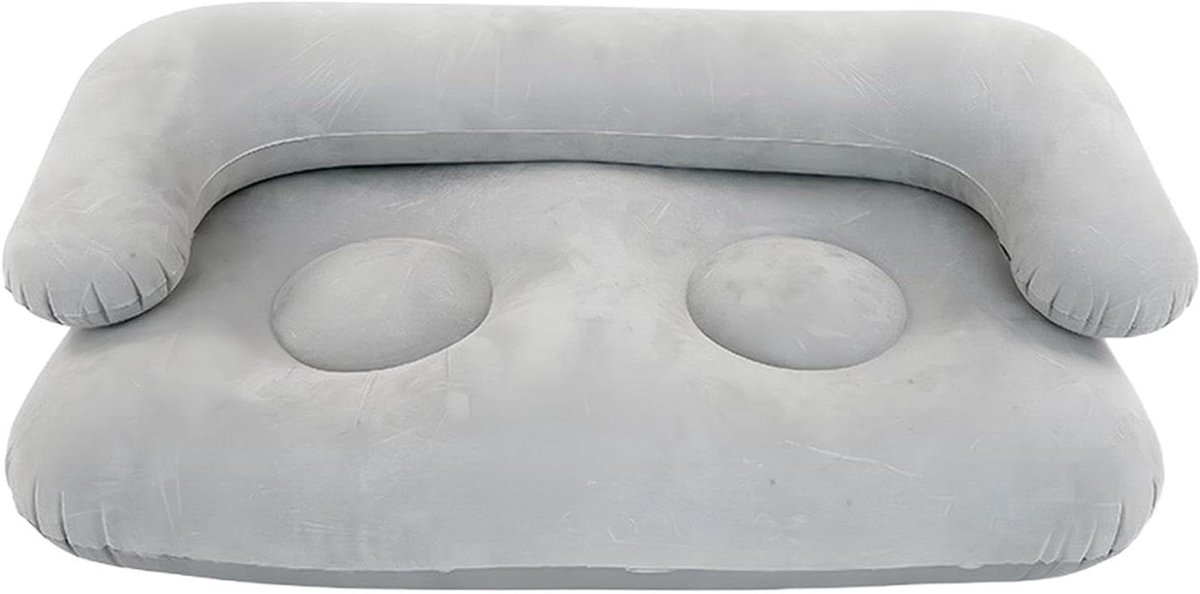 Opblaasbare Slaapbank - Luchtbed Bank - Buiten Ontspannen - Met Ingebouwde Armleuningen - 135x66x45cm - Grijs