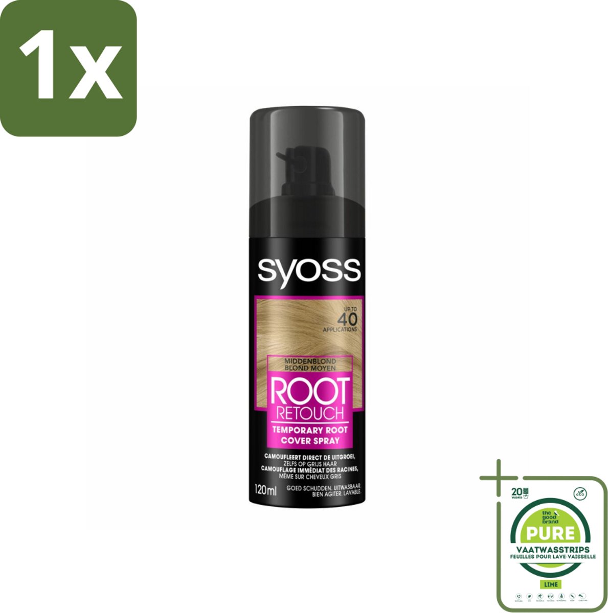 1 x SYOSS - Uitgroeispray Middenblond - Uitgroeispray - Kleurbescherming - Directe Grijsdekking - Uitgroei Spray - Haarspray - Haarverf - Tijdelijke Oplossing - Grijs Haar