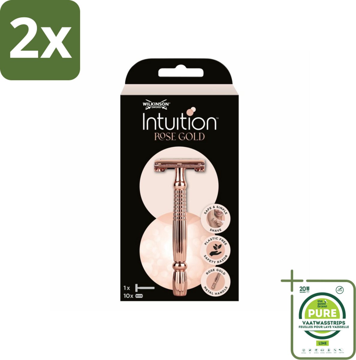 Wilkinson Sword - Scheermes - Intuition Rose Gold - Luxe - 10 mesjes - Voordeelverpakking - 2 stuks - Veiligheids scheermes - Scheermes dames