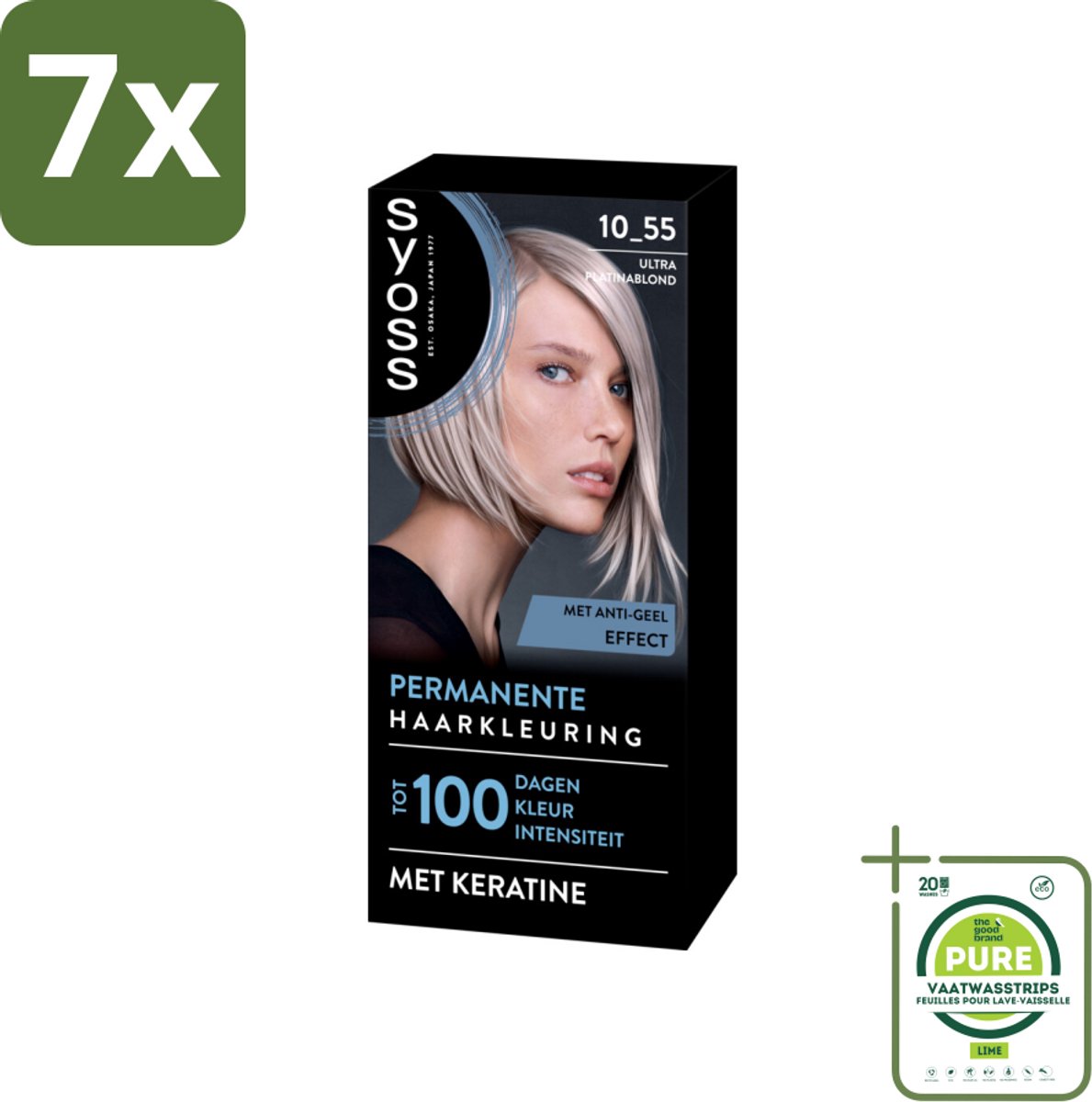 7 x SYOSS - Permanent Coloration 10-55 - Haarverf - Permanente Haarkleuring - Ultra Platina Blond - Grijsdekking - Grootverpakking - Permanente Haarkleur - Platinum Blond - Grijsdekking - Keratine - Haarkleur