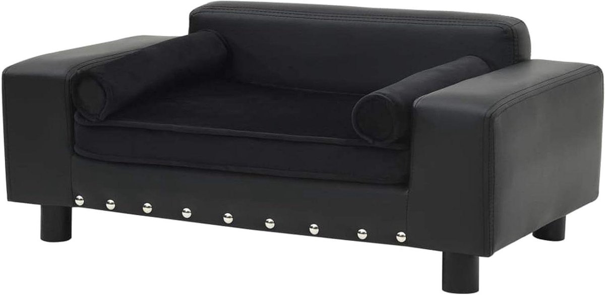 Hondenbank - Huisdier bank - Comfortabel rusten - Houten frame - 81 x 43 x 31 cm - Zwart
