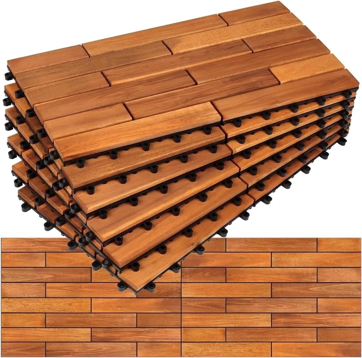 Terrastegels Hout - Buitentegels Vloer - Buitenruimte Aankleden - In elkaar grijpend Ontwerp - 61 x 30 cm - Houtkleur
