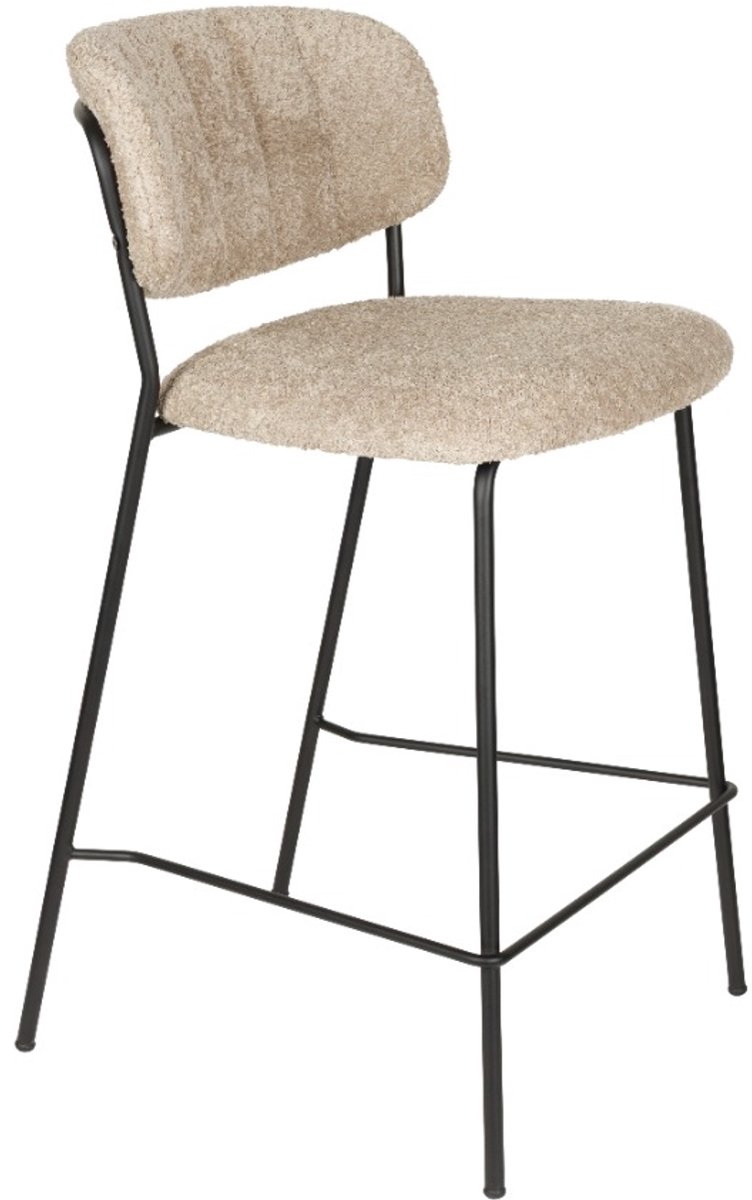 ANLI STYLE Counter Stool Jolien Black/Beige Bouclé - set van 2