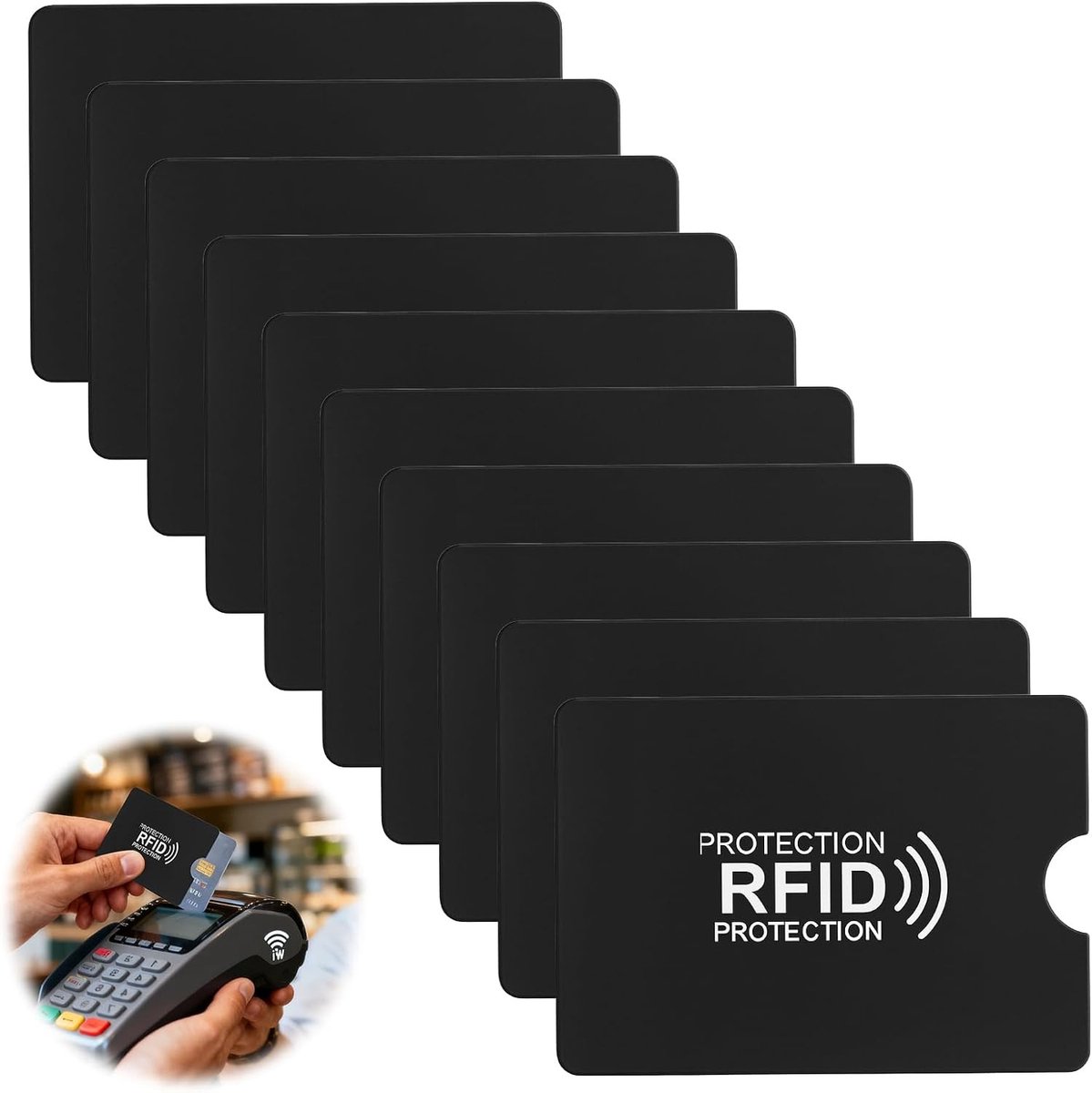 Beschermende RFID Hoes voor Creditcards - Set van 10 - NFC Bescherming, Anti-Scan en Anti-Magnetisch Aluminium voor Veiligheid van Bankkaarten en Portemonnee
