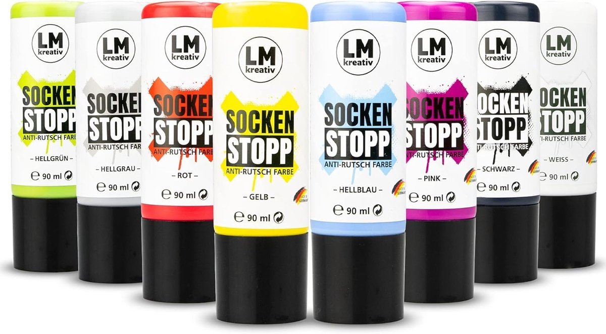 LM-Kreativ Sock Stop Liquid - anti slip verf voor sokken en textiel - creme - waterbasis en waterproof - 8 stuks