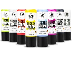 LM-Kreativ Sock Stop Liquid - anti slip verf voor sokken en textiel - creme - waterbasis en waterproof - 8 stuks