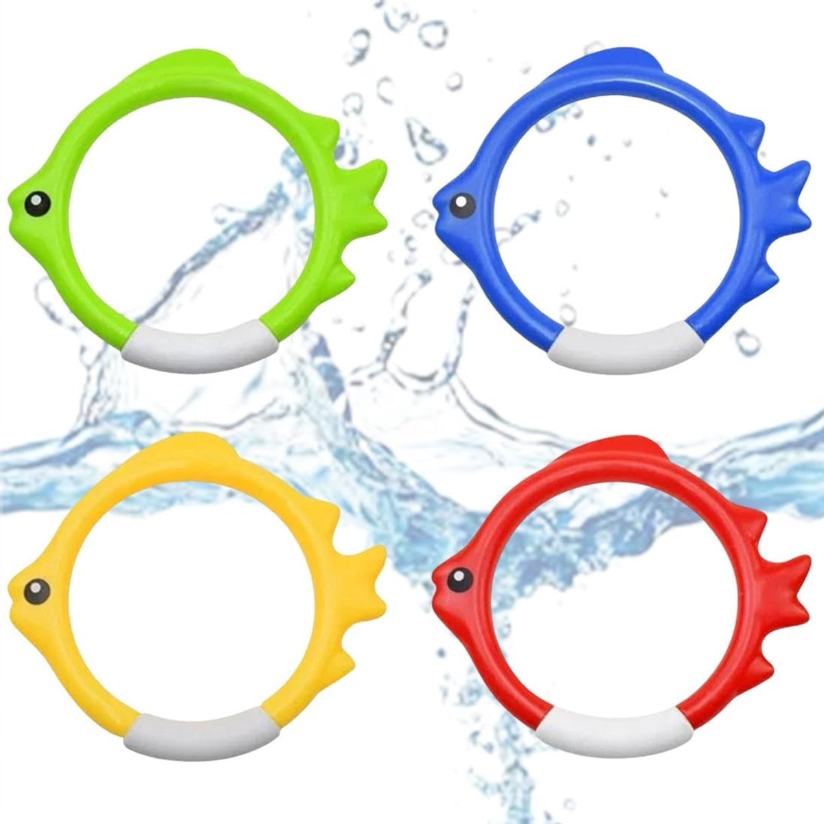 4 stuks duikspeelgoed, waterdichte visringen, zwembadspeelgoedset voor kinderen, meerkleurig, ideaal voor zwemmen en onderwaterspelletjes