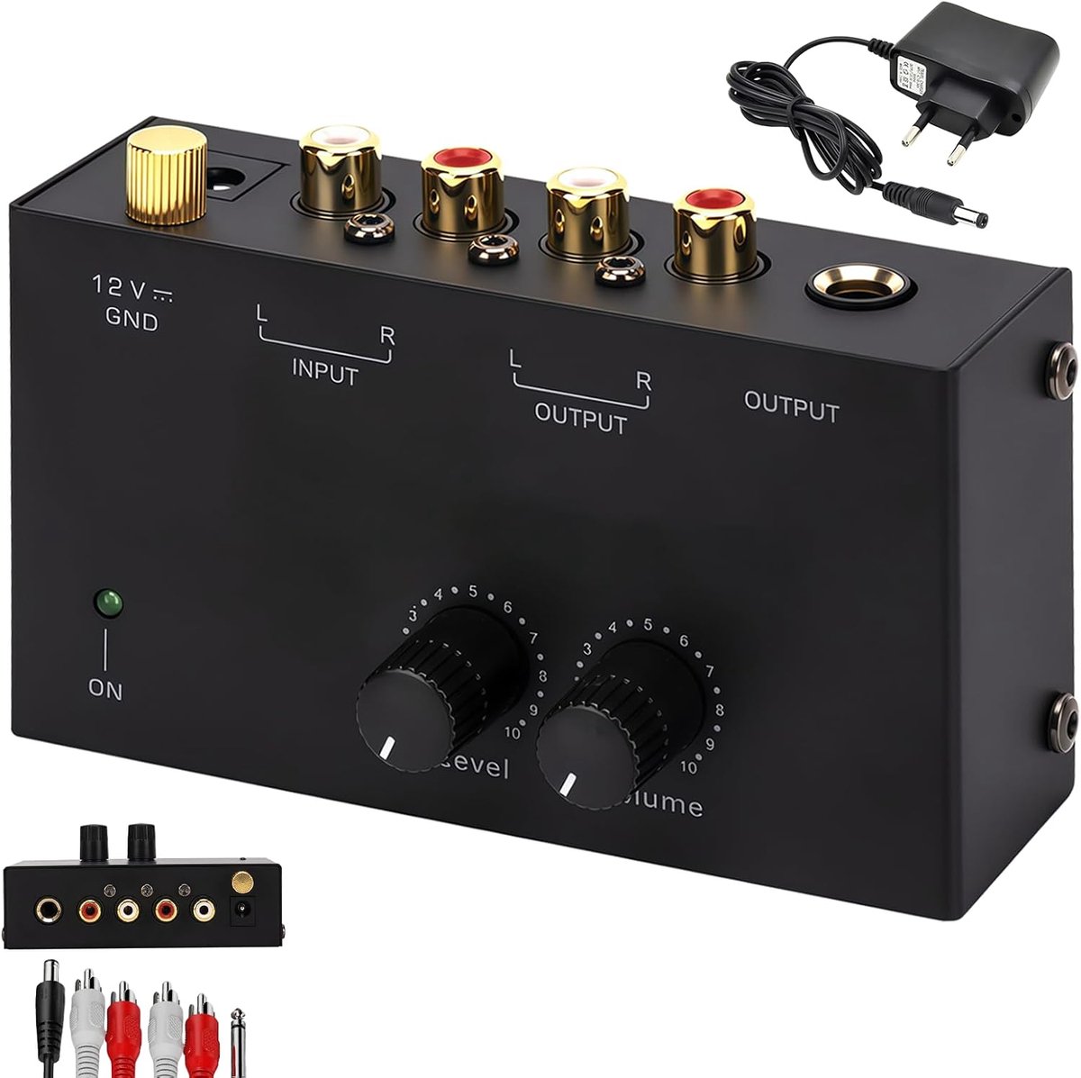 Phono Voorversterker, platenspeler met MM scansystemen, voorversterker voor platenspeler voor platenspelers, RCA input & output interfaces, versterker stereo met DC 12 V voeding