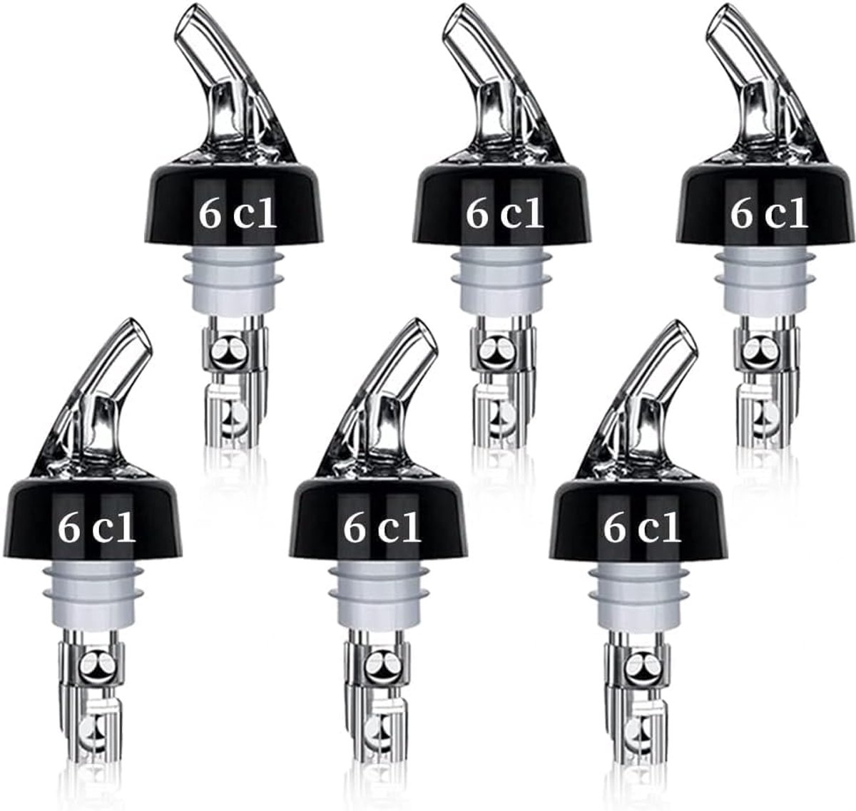 6 stuks flessenschenktuit, 6 cl schenktuit voor flessen, schenktuit met beschermdeksel, flessenschenker, doseerhulp, kunststof schenktuit, schenktuit met klep voor cocktails, wijn, jenever