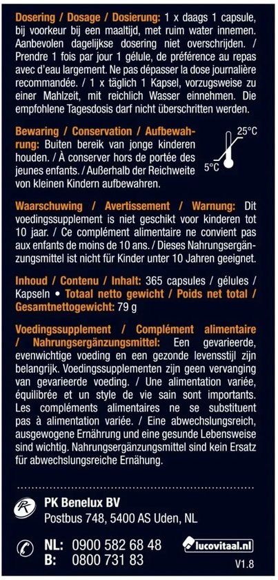 Lucovitaal Vitamine D3 25 microgram Voedingssupplement - 120 Capsules