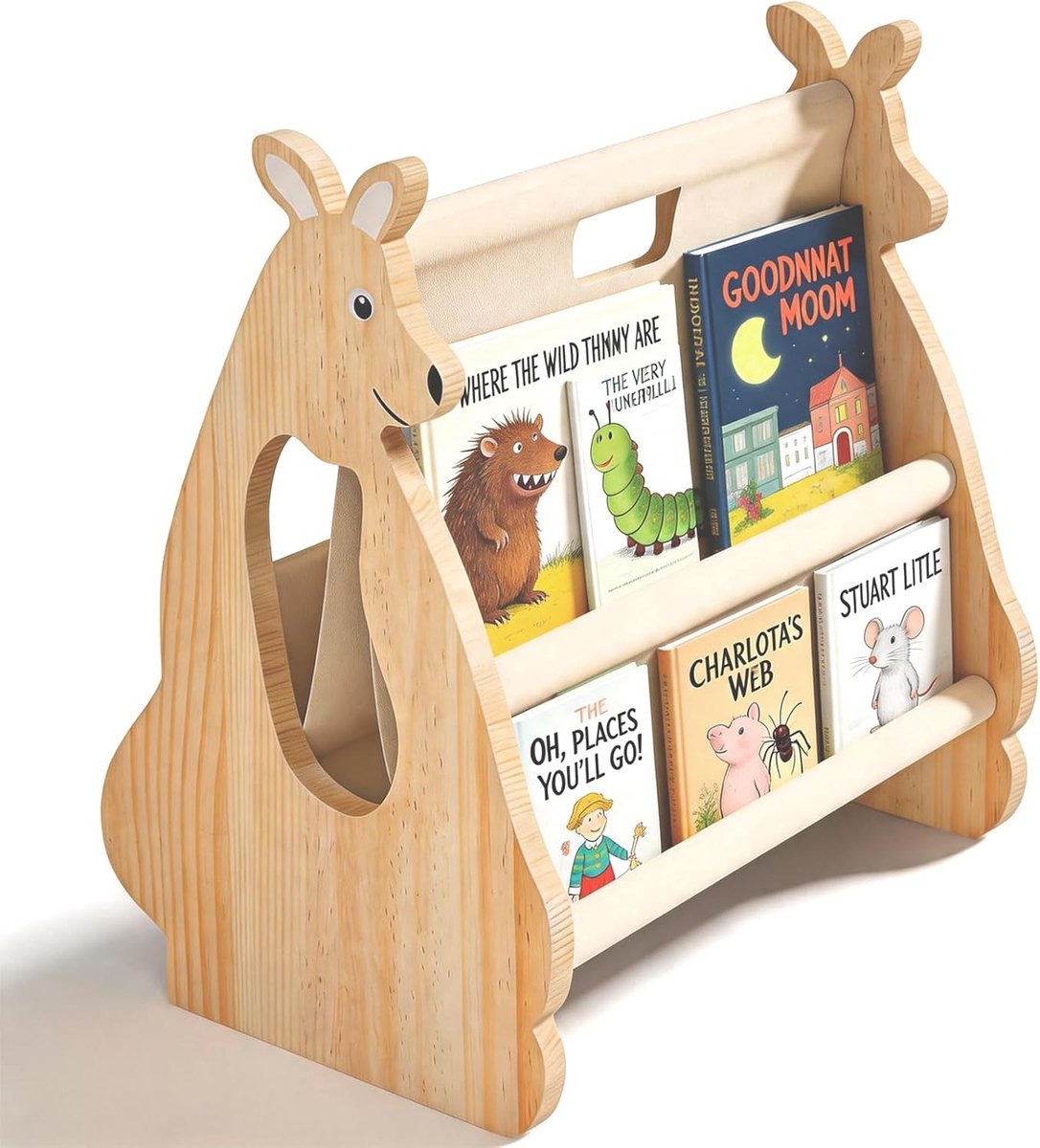 Kinderboekenkast van hout, meubels, boeken-organizer voor kinderkamer, opslag van boeken, draagbaar boekenkast, kinderen, Montessori-rek voor kinderkamer, kleuterschool, schoolkamer