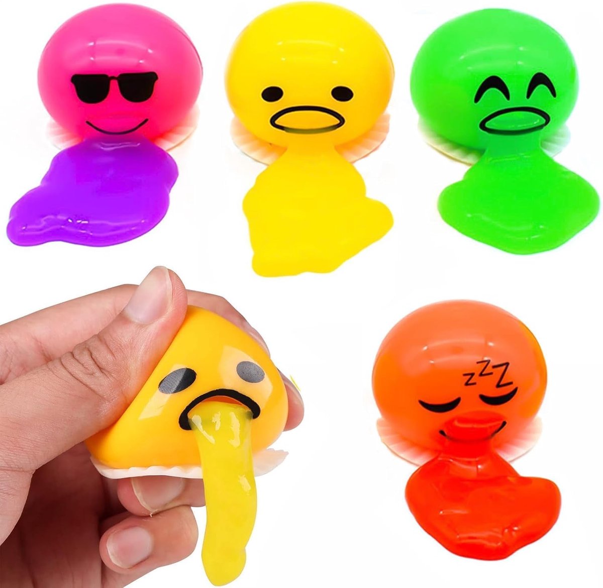 Egg Toy, 4 stuks eigeel stressbal, puking bal, dooierbal om te braken, knijpspeelgoed, speelgoed om stress te verminderen