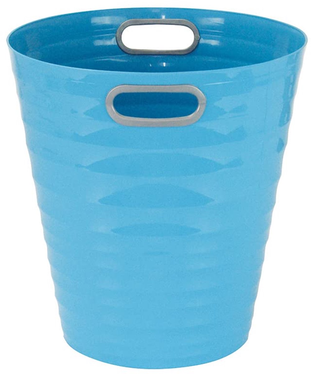 931078 Bureau-afvalemmer, hemelsblauw, prullenbak van kunststof, modern design, voor kantoor, slaapkamer, badkamer, inhoud 12,5 l, kleur: turquoise