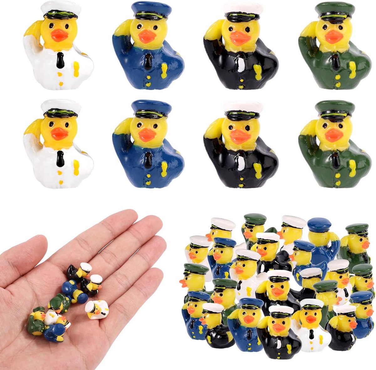 40st Mini Militaire Eenden, Hars Miniaturen Eerbetoon Veteranen Eend Klein Leuk Speelgoed Praktische Decoratie Accessoires voor Micro-Landschap Tuin Huis Auto Feest
