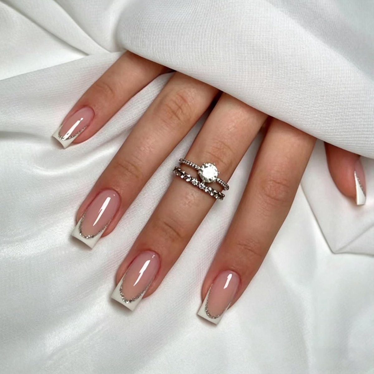 LY-NailTips-DY1318-B7 Teennagels om op te drukken, kort met gelei-lijm, vierkante kunstteennagels, volledig dekkend, LY-NailTips-DY1318-B7