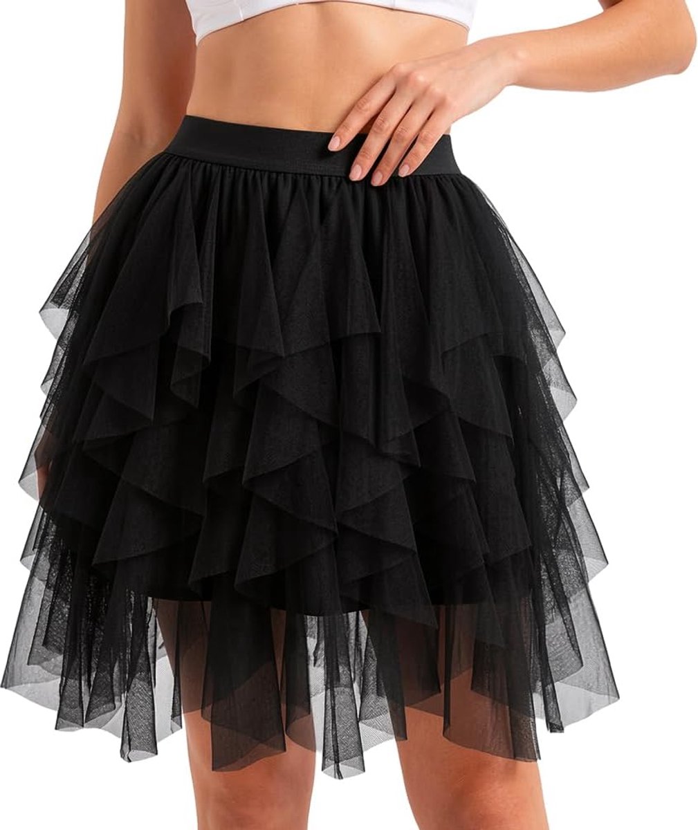 tule rok voor dames, onregelmatige tule rok, tutu, elastische stof