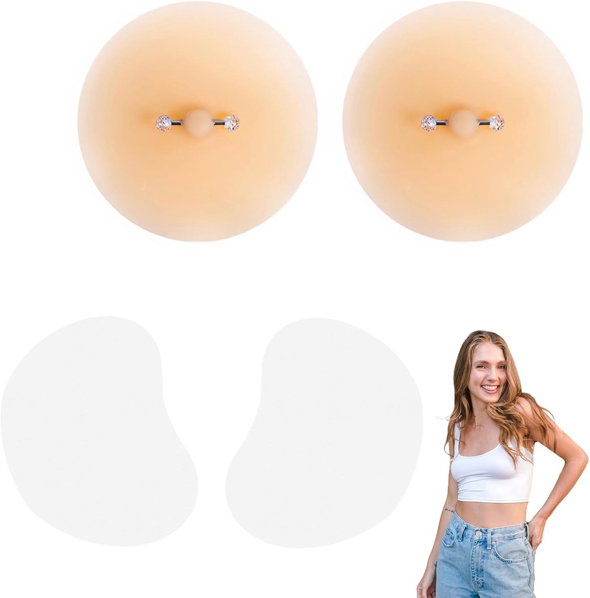 tepelhoezen voor dames, siliconen tepelhoezen met piercing-design