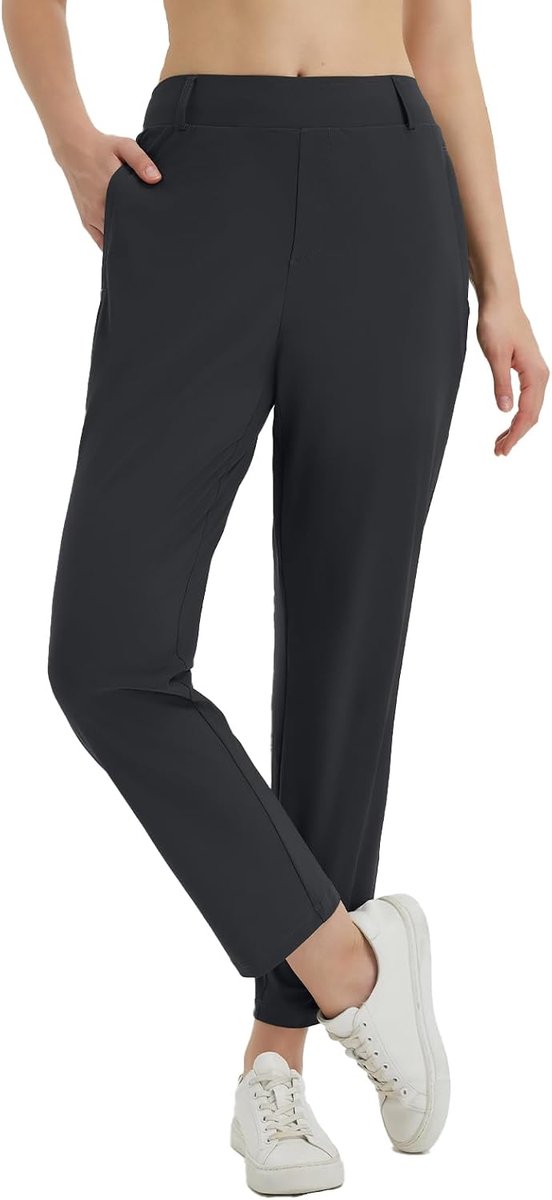 Golfbroek voor dames, stretch met riemlussen en ritszakken, reizen