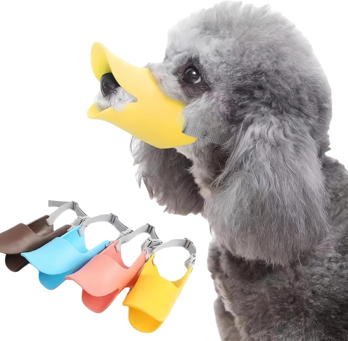 anti-bijt, siliconen, eendenbek, eendendvorm, hond, muilkorf, anti-roep muilkorf voor puppy's, honden, geel (kleur), M)