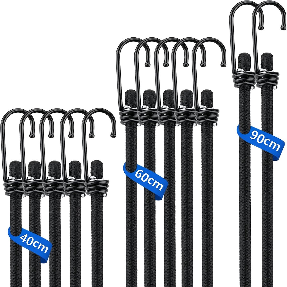 12-delige Set Elastische Spanbanden, Expander met Haken Spanrubbers