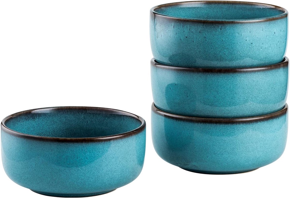 Saladekommen porselein blauw, mueslikommen aardewerk / soepkommen