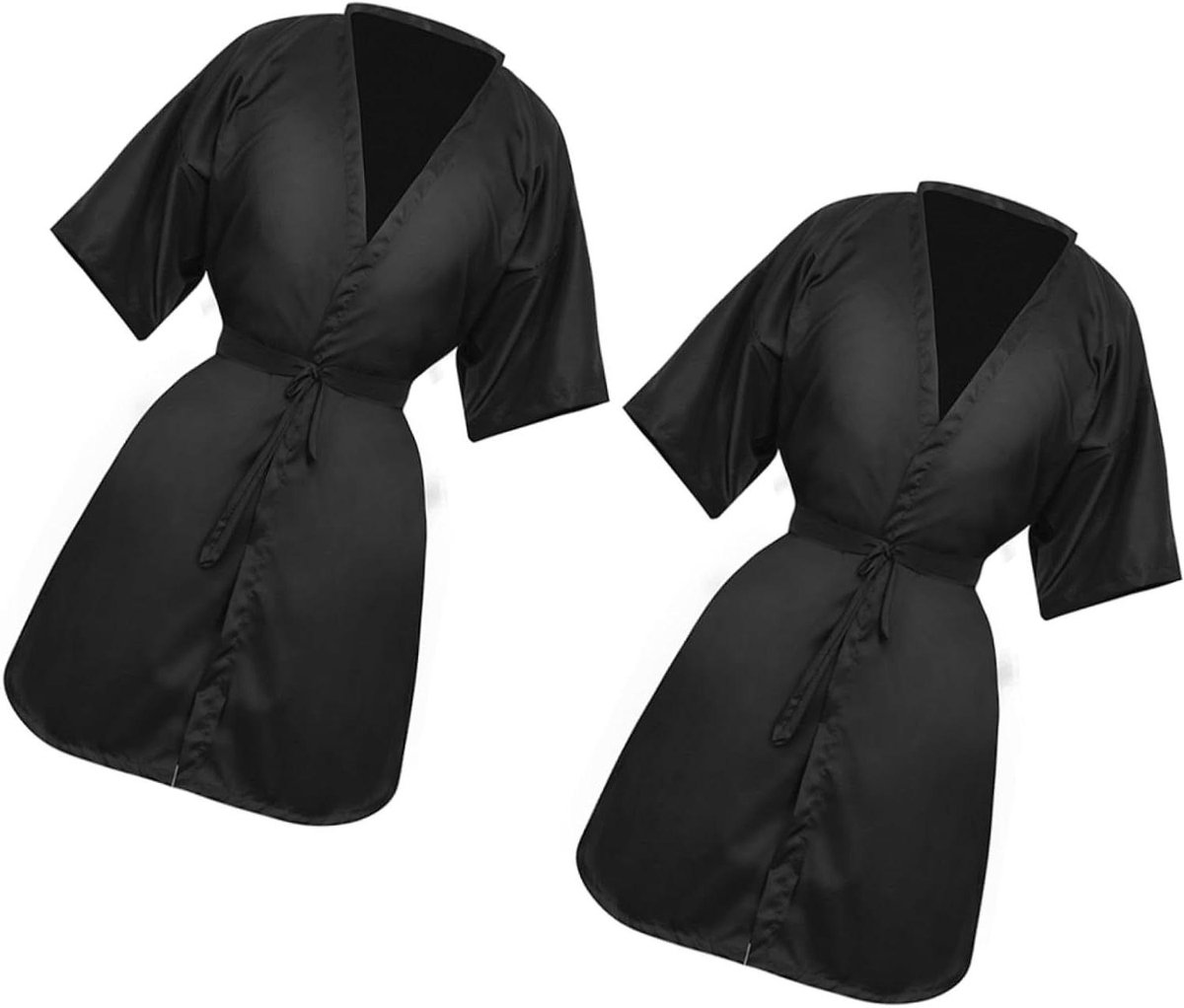 Kapperskleding 2 Stuks - Saloncapes Kappersjurk - Haar Knippen Beschermen - Niet Plakkend Haar - 98 x 62 cm - Zwart