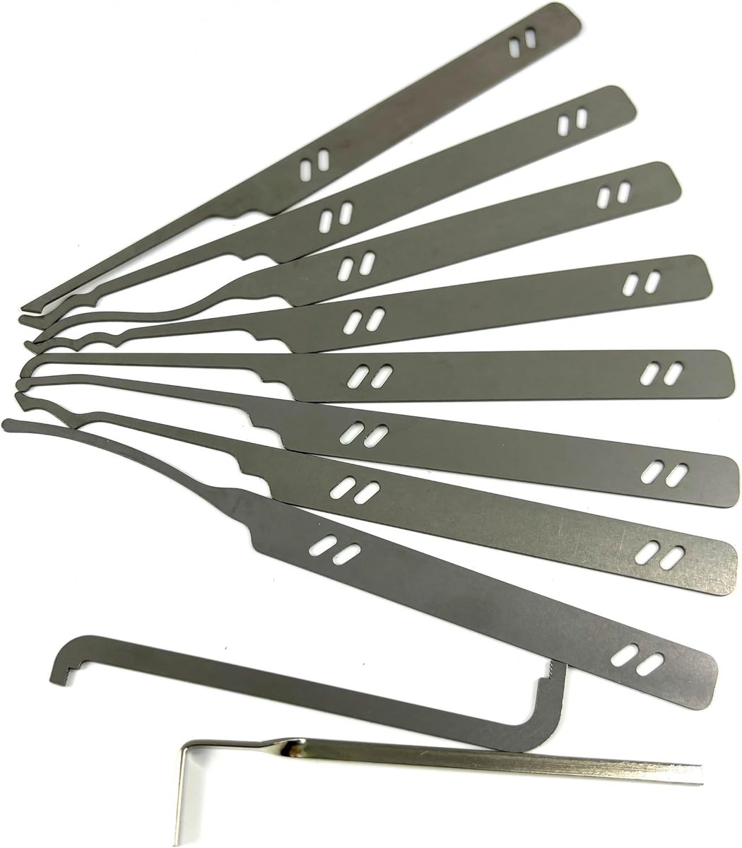 8 stks Lock Pick Rake Gereedschap met 2 Spansleutels, Pocket Multitool Slotenmaker Lockpicking Tool Kit voor Lockpick en Beginners