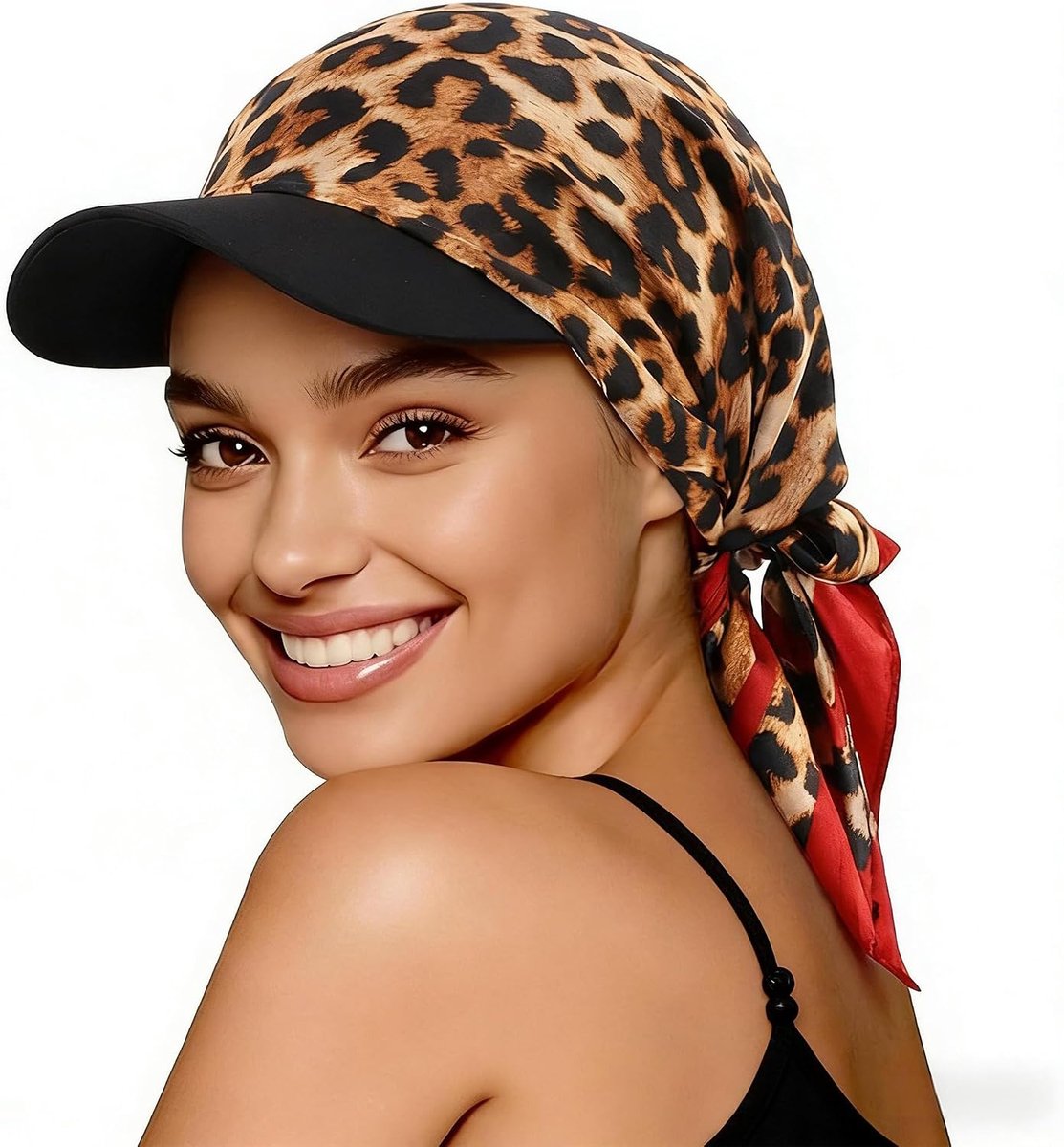 Muts met hoofddoek voor dames, hoofddoek met randvizier Hoofddoek